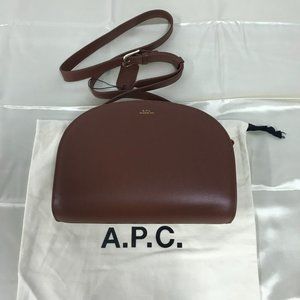 A.P.C. Red Brown Half Moon Shoulder Bag